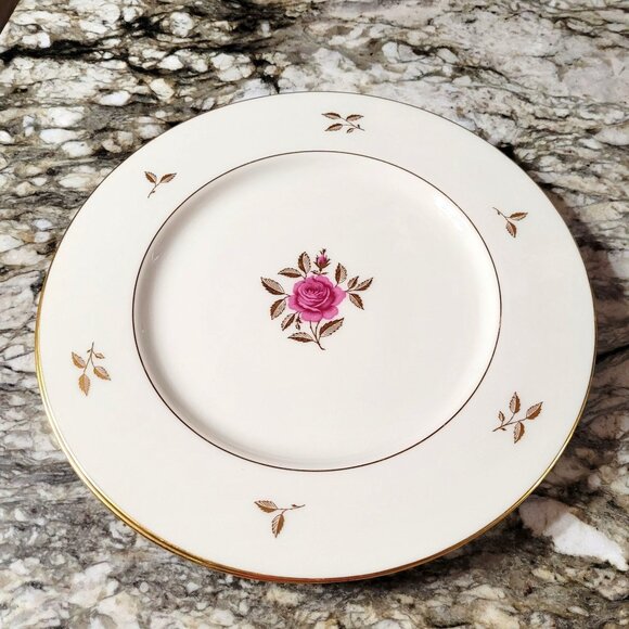 Lenox Rhodora Fine China Set 7 Bread Plates P471 Pink Rose Gold Leaf 6.5 in - Picture 3 of 8